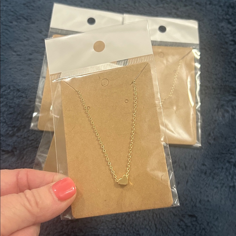 💕5/$15 Set of 4 Gold heart Necklaces, NEW